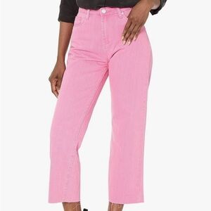 Shocking pink BlankNYC straight leg crop jeans